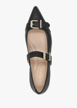 Fashion DANIEL Nancy Black Leather Pointed Toe Pumps