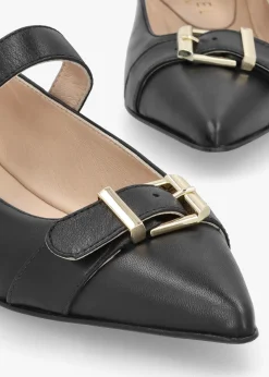 Fashion DANIEL Nancy Black Leather Pointed Toe Pumps