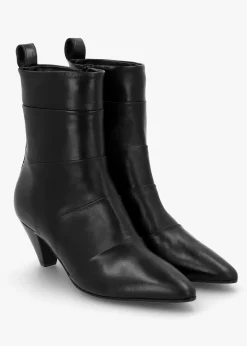 New DANIEL Napel Black Leather Pannel Cone Heel Ankle Boots