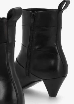 New DANIEL Napel Black Leather Pannel Cone Heel Ankle Boots
