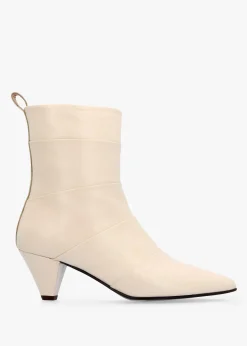 Fashion DANIEL Napel Cream Leather Pannel Cone Heel Ankle Boots