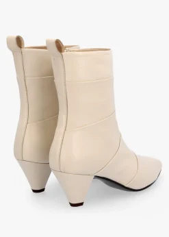 Fashion DANIEL Napel Cream Leather Pannel Cone Heel Ankle Boots