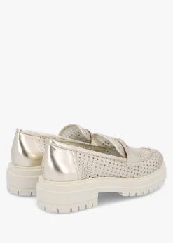 Online DANIEL Nattie Gold Leather Perforated Chunk Loafers