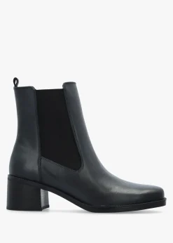 Hot CAPRICE Navy Leather Block Heel Chelsea Boots