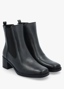 Hot CAPRICE Navy Leather Block Heel Chelsea Boots