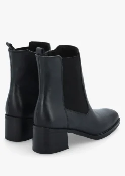 Hot CAPRICE Navy Leather Block Heel Chelsea Boots