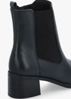 Hot CAPRICE Navy Leather Block Heel Chelsea Boots