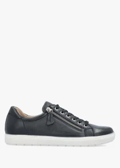 New CAPRICE Navy Leather Side Zip Trainers