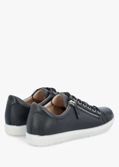 New CAPRICE Navy Leather Side Zip Trainers