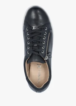 New CAPRICE Navy Leather Side Zip Trainers