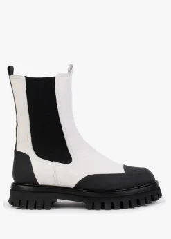 Online DANIEL Nellie White Leather Toe Cap Chelsea Boots