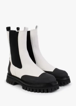 Online DANIEL Nellie White Leather Toe Cap Chelsea Boots