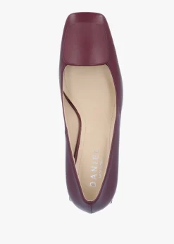 Outlet DANIEL Nessie Burgundy Leather Block Heel Court Shoes