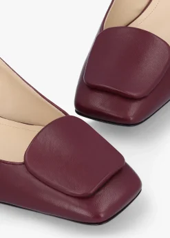 Outlet DANIEL Nessie Burgundy Leather Block Heel Court Shoes