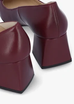 Outlet DANIEL Nessie Burgundy Leather Block Heel Court Shoes