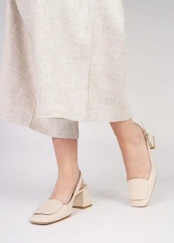 Sale DANIEL Nessie Cream Leather Block Heel Sling Backs