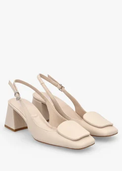 Sale DANIEL Nessie Cream Leather Block Heel Sling Backs
