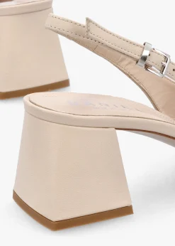 Sale DANIEL Nessie Cream Leather Block Heel Sling Backs