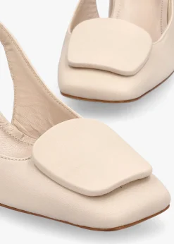 Sale DANIEL Nessie Cream Leather Block Heel Sling Backs