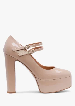 Best DANIEL Nomary Nude Patent Leather Platform Heeled May Janes