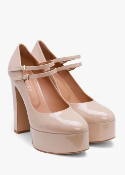 Best DANIEL Nomary Nude Patent Leather Platform Heeled May Janes