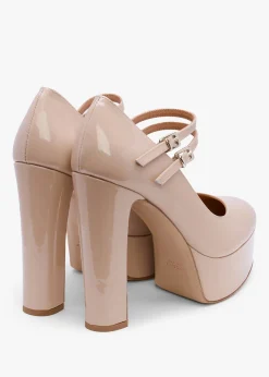 Best DANIEL Nomary Nude Patent Leather Platform Heeled May Janes