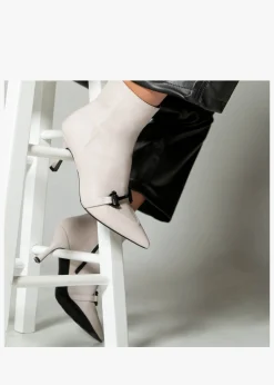 Sale DANIEL Nuckle Light Grey Leather Horsebit Ankle Boots