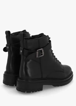 New MODA IN PELLE Omola Black Leather Buckle Ankle Boots
