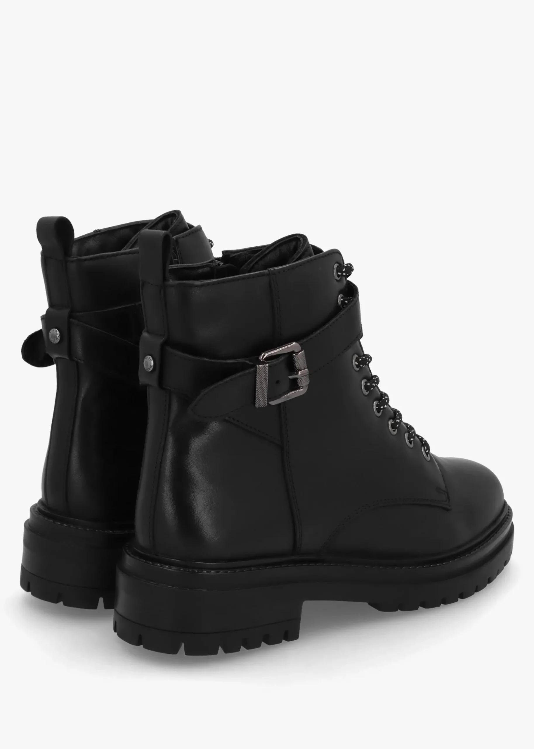 New MODA IN PELLE Omola Black Leather Buckle Ankle Boots