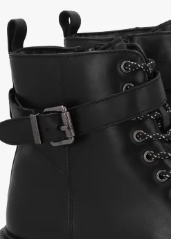New MODA IN PELLE Omola Black Leather Buckle Ankle Boots