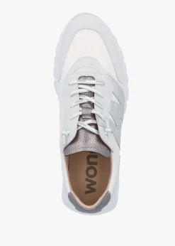 Clearance WONDERS Oslo White Metallic Suede & Nylon Trainers