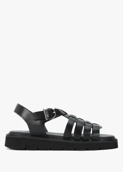Hot BARBOUR Otterburn Classic Black Leather Fisherman Sandals