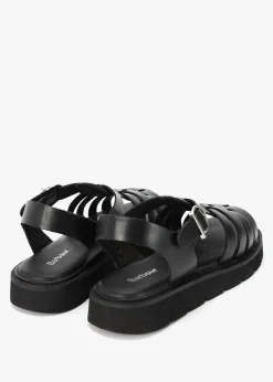 Hot BARBOUR Otterburn Classic Black Leather Fisherman Sandals