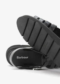 Hot BARBOUR Otterburn Classic Black Leather Fisherman Sandals