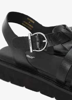 Hot BARBOUR Otterburn Classic Black Leather Fisherman Sandals