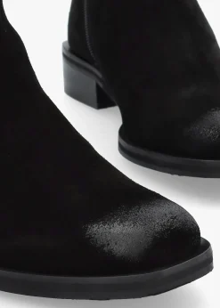 Fashion MODA IN PELLE Panazol Black Suede Studded Strap Ankle Boots