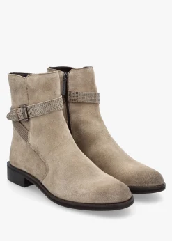 Outlet MODA IN PELLE Panazol Taupe Suede Studded Strap Ankle Boots
