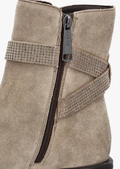 Outlet MODA IN PELLE Panazol Taupe Suede Studded Strap Ankle Boots