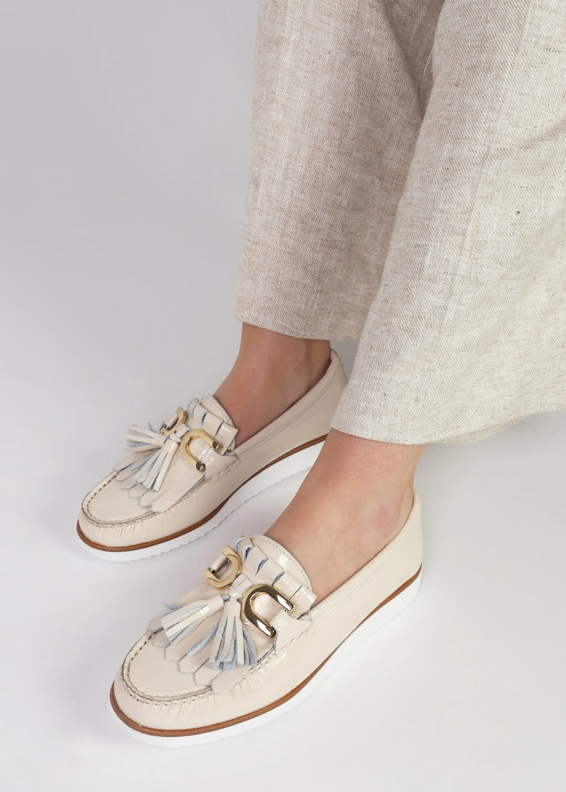 Best DANIEL Passy Cream Patent Leather Tassel Loafers