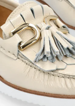 Best DANIEL Passy Cream Patent Leather Tassel Loafers