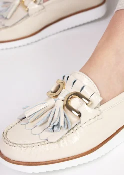Best DANIEL Passy Cream Patent Leather Tassel Loafers
