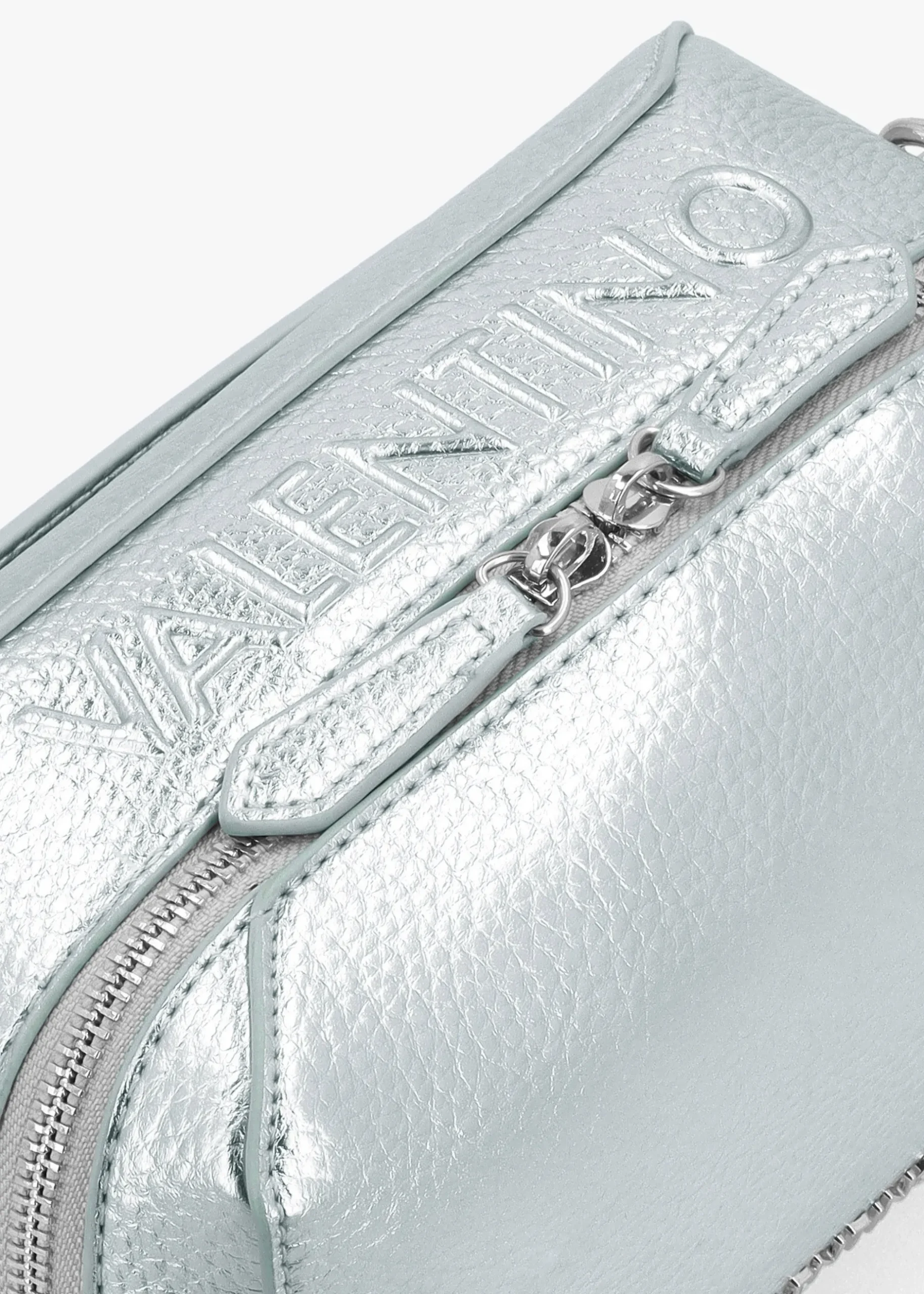 Best VALENTINO BAGS Pattie Haversack Pebbled Avion Metallizzato Cross-Body Bag