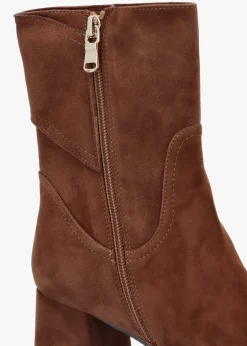 Discount DANIEL Payton Tan Suede Block Heel Ankle Boots