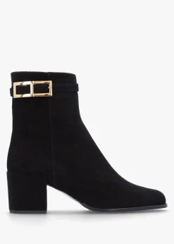 Online DANIEL Pearl Black Suede Block Heel Ankle Boots