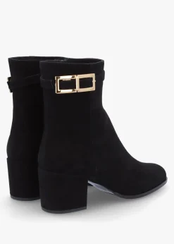 Online DANIEL Pearl Black Suede Block Heel Ankle Boots