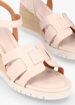 Clearance MODA IN PELLE Pedie Off White Leather Wedge Sandals