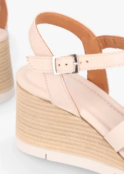 Clearance MODA IN PELLE Pedie Off White Leather Wedge Sandals