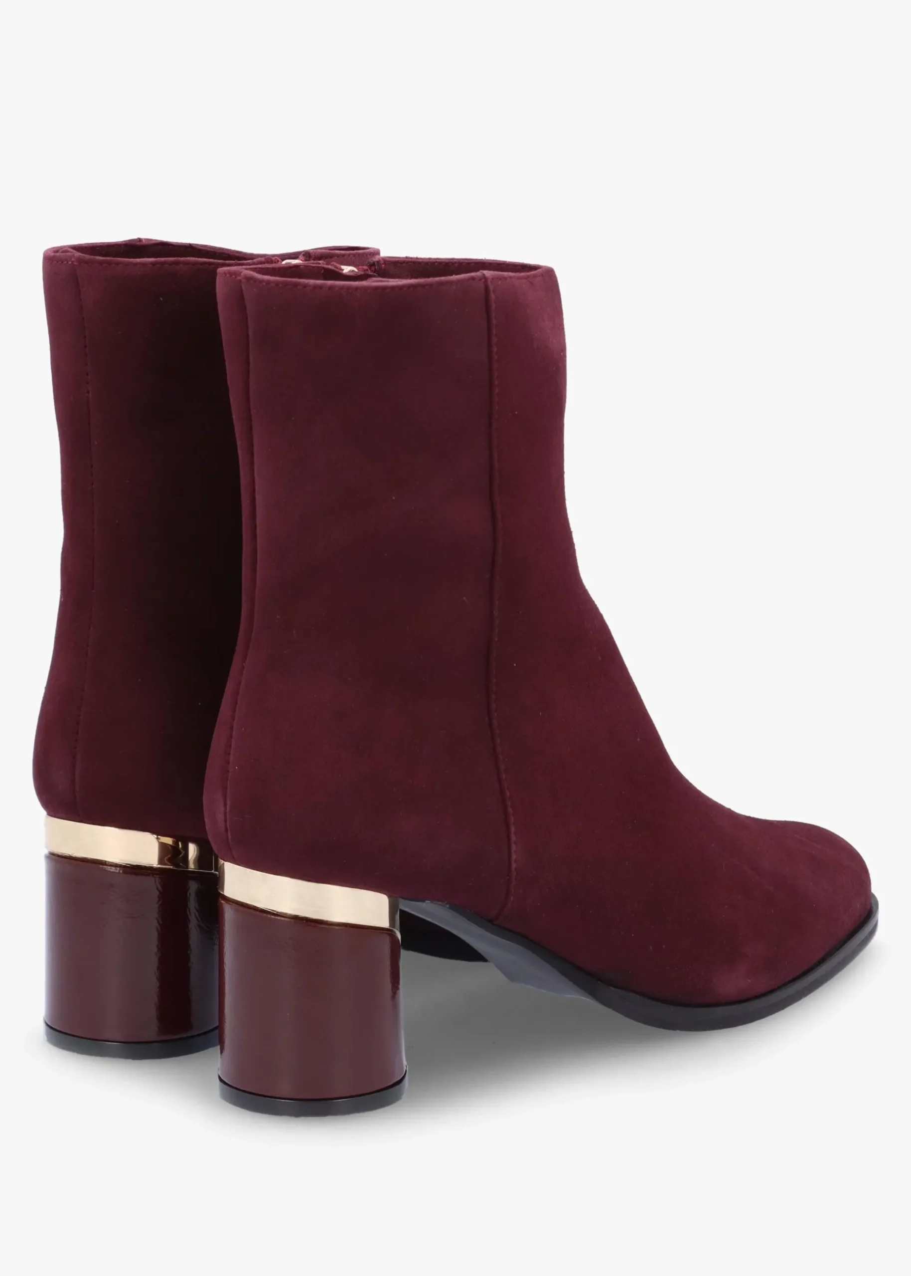 Hot DANIEL Penelope Burgundy Suede Gold Trim Heeled Ankle Boots