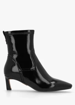 New MODA IN PELLE Petuniah Black Patent Leather Kitten Heel Ankle Boots