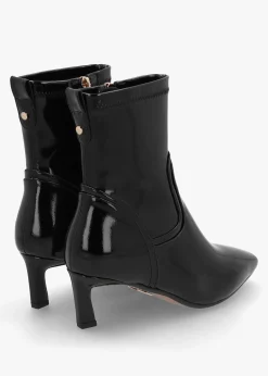 New MODA IN PELLE Petuniah Black Patent Leather Kitten Heel Ankle Boots
